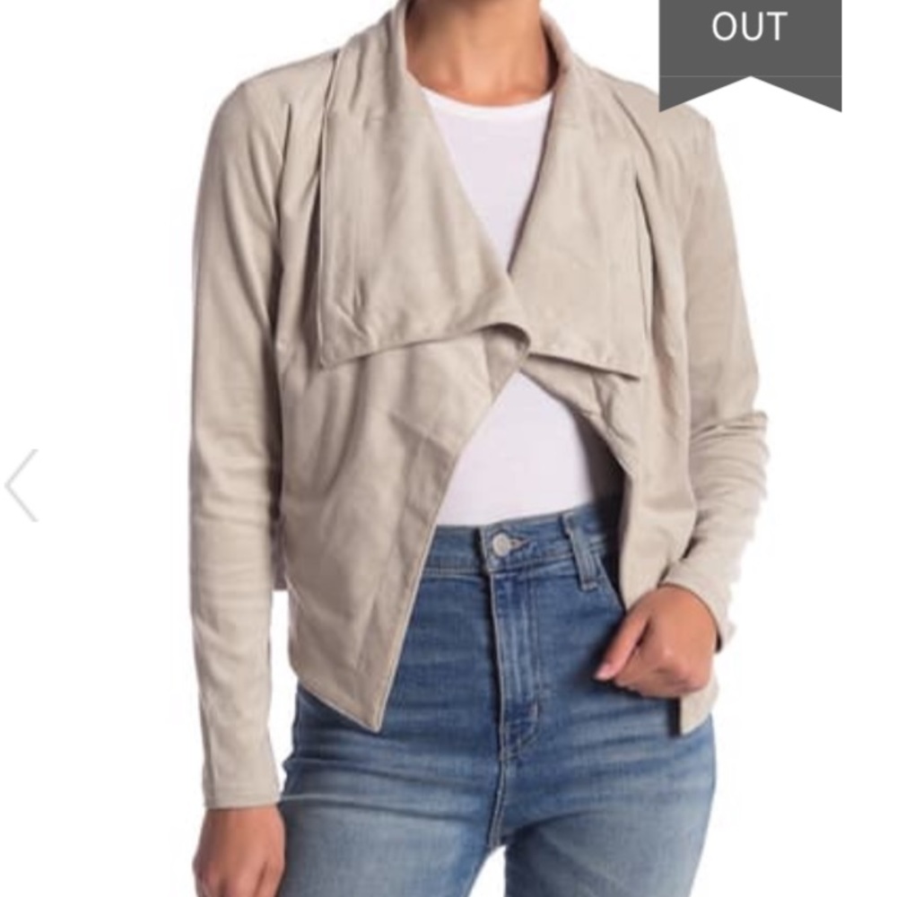 Romeo Juliet Drape Collar Faux Suede Blush Jacket - Picture 2 of 9